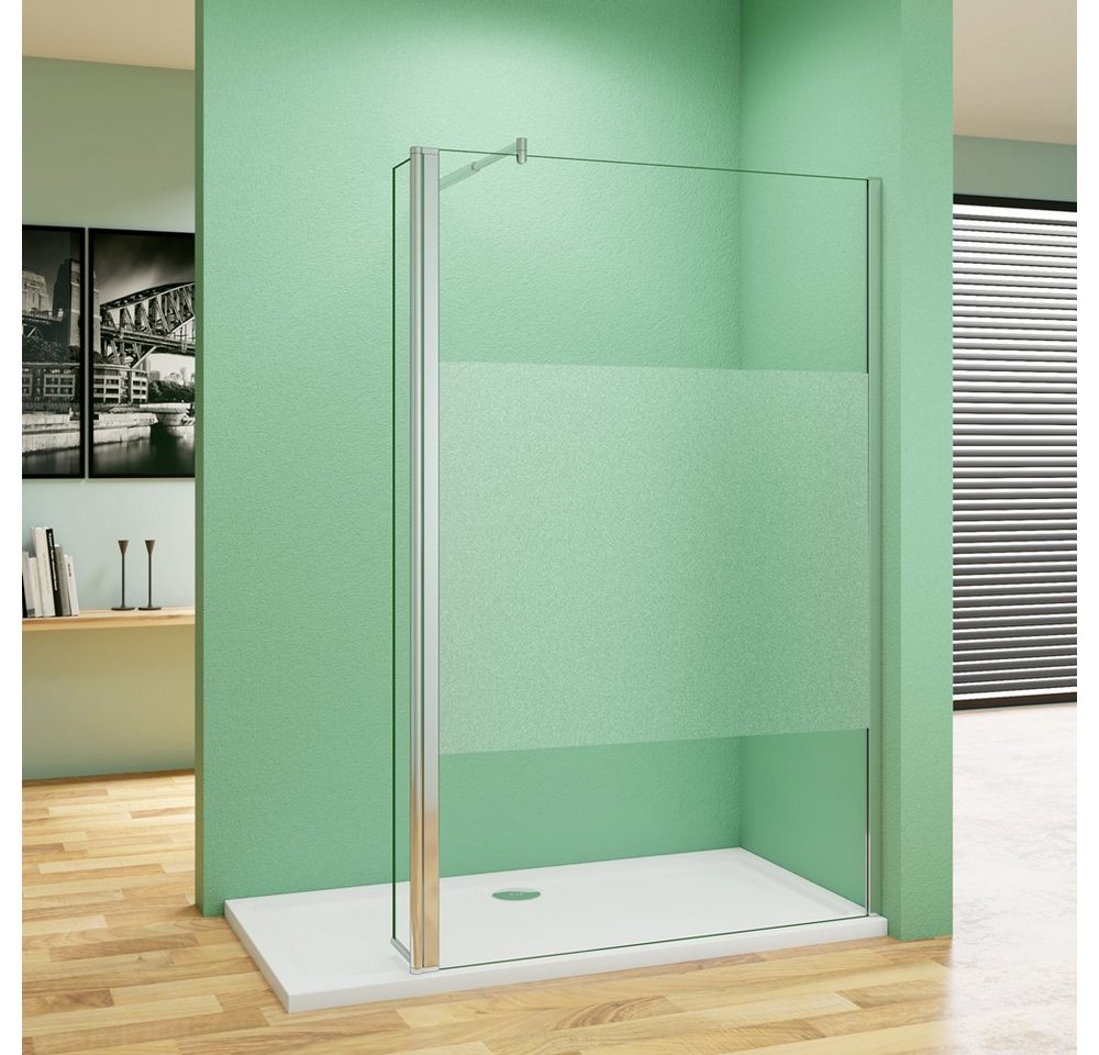 duschspa Duschwand 8mm Duschtrennwand mit Milchstreifen Duschwand mit Flipper-Panel, Einscheibensicherheitsglas, Sicherheitsglas, (Set), Glas von duschspa