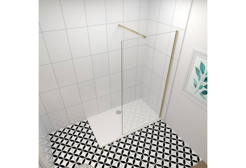 duschspa Duschwand Duschabtrennung 8mm Walk In NANO Duschwand mit Stabilisatorstange, Einscheibensicherheitsglas, Sicherheitsglas, (Set), mit Nano Beschichtung,8mm ESG Sicherheitsglas von duschspa