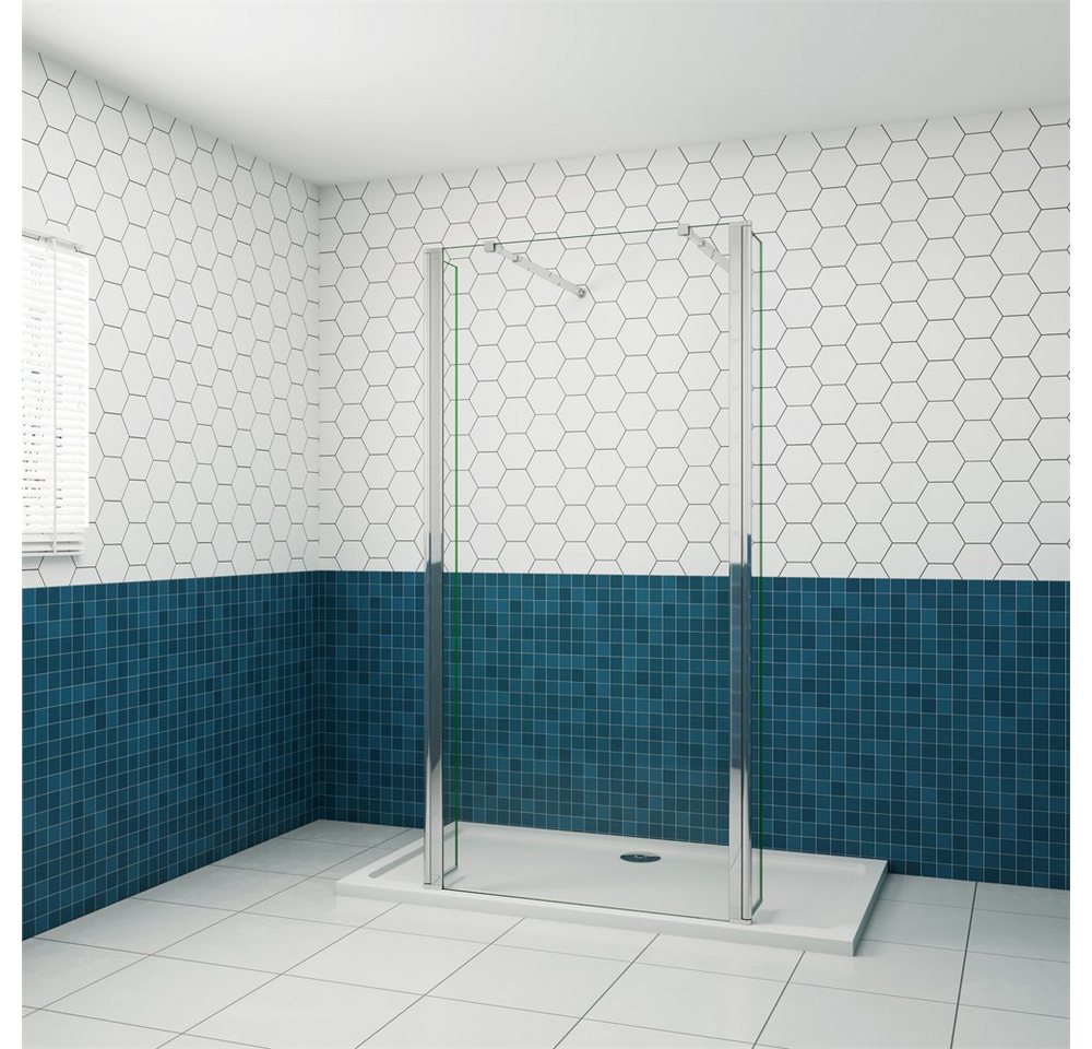 duschspa Duschwand Duschabtrennung Glaswand Trennwand + 2x Flipper-Panel, Einscheibensicherheitsglas, Sicherheitsglas, (Set), Glas, Nano Glas von duschspa