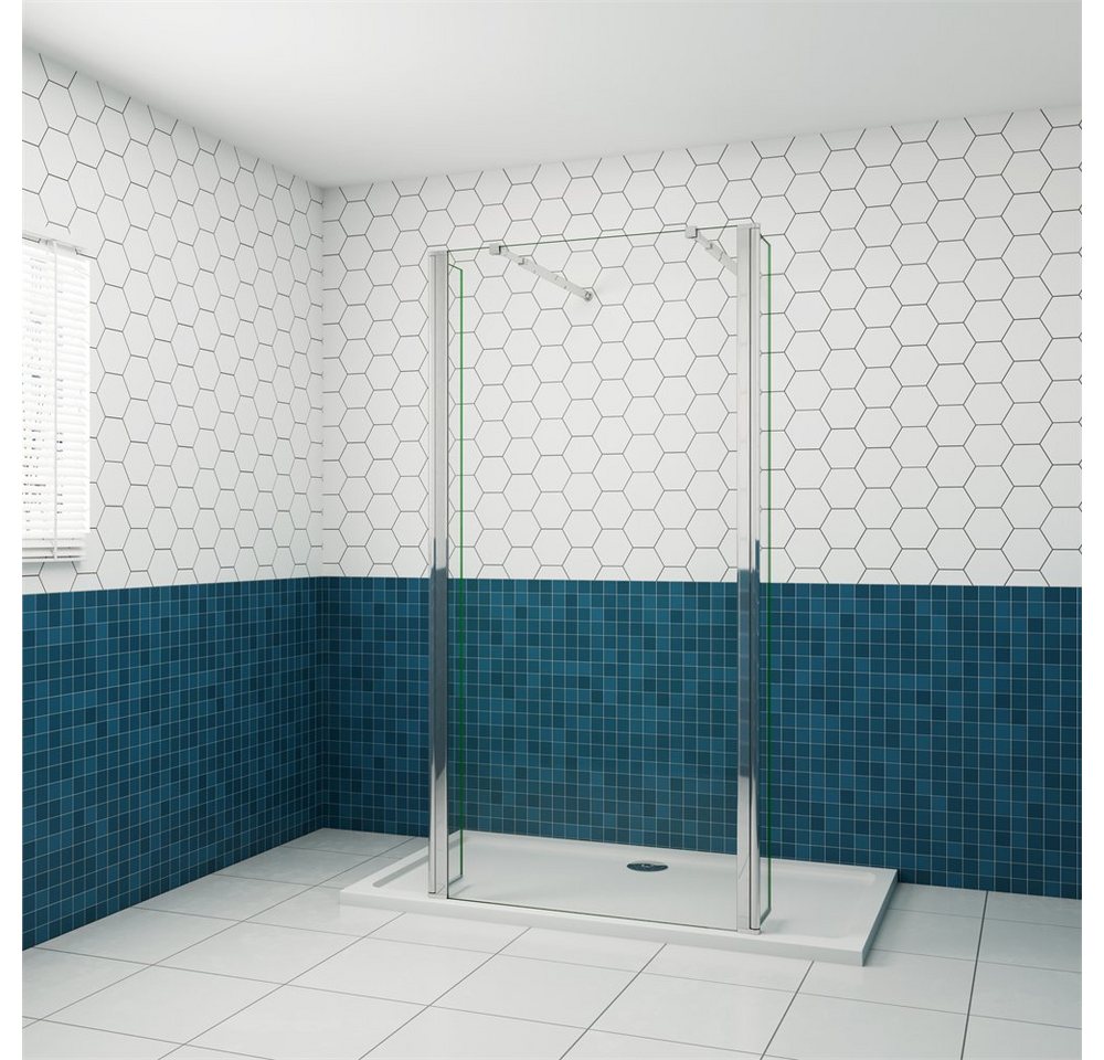 duschspa Duschwand Duschabtrennung Glaswand Trennwand + 2x Flipper-Panel, Einscheibensicherheitsglas, Sicherheitsglas, (Set), Nano Glas von duschspa
