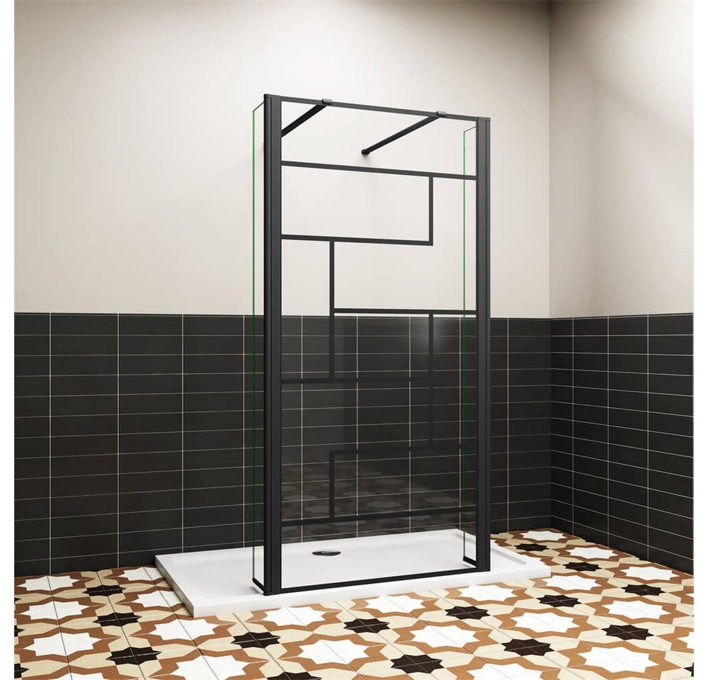 duschspa Duschwand Duschkabine Glas Walk in Dusche Duschtrennwand mit schwarzem Gitter, Einscheibensicherheitsglas, Sicherheitsglas, (Set), Glas, Nano Glas von duschspa