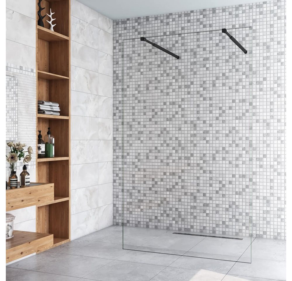 duschspa Duschwand Duschwand Trennwand Walk in Dusche Glaswand 200cm 8mm klares Nano Glas, Einscheibensicherheitsglas, Sicherheitsglas, (Set), Nano Glas von duschspa