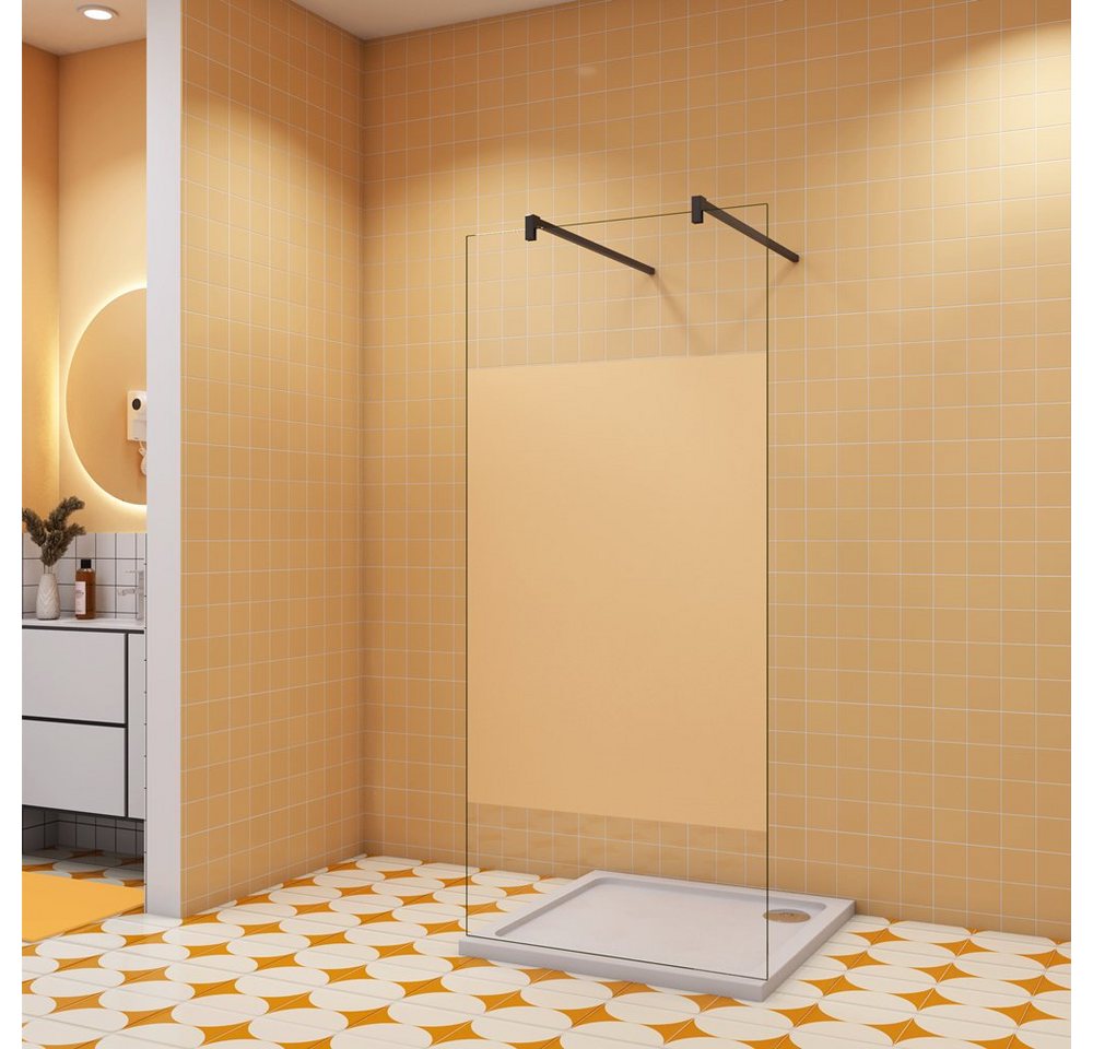 duschspa Duschwand ESG Glaswand mit Milchstreifen Trennwand Duschwand Walk in Dusche, Einscheibensicherheitsglas, Sicherheitsglas, (Set), Glas von duschspa