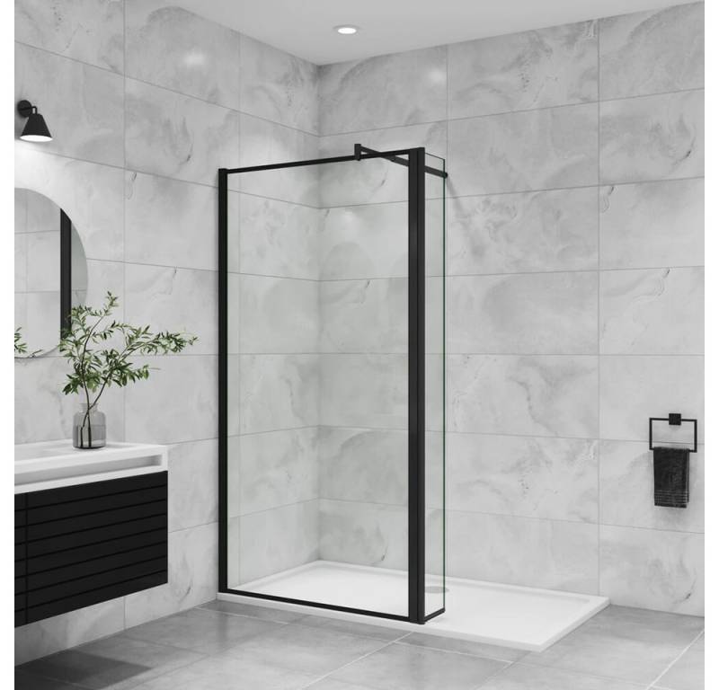duschspa Duschwand NEU 8mm Duschwand + Flipper-Panel Walk in Dusche Trennwand Glaswand, Einscheibensicherheitsglas, Sicherheitsglas, (Set), Nano Glas von duschspa