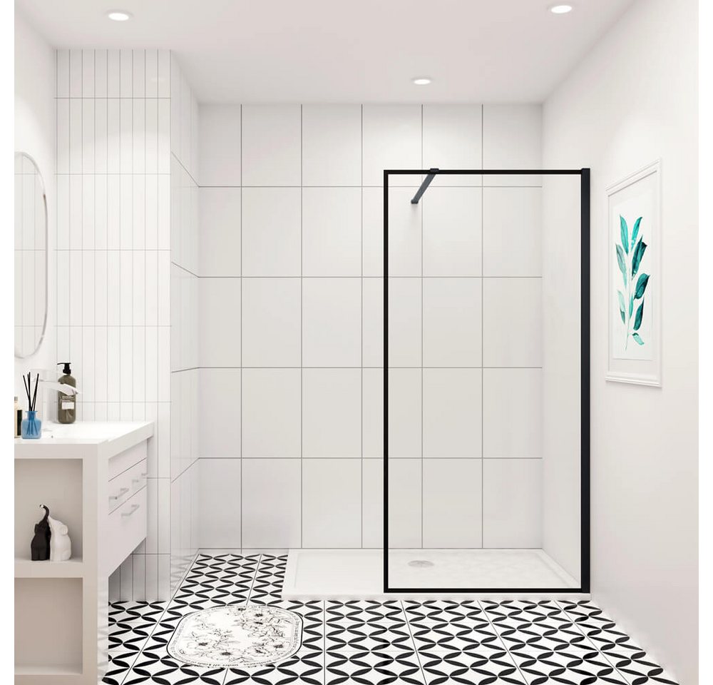 duschspa Duschwand Schwarz 8mm ESG Glaswand Walk in Dusche Trennwand Duschwand, Einscheibensicherheitsglas, Sicherheitsglas, (Set), Glas von duschspa