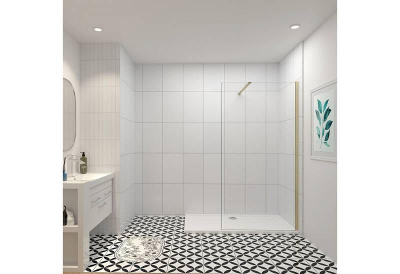 duschspa Duschwand Walk-in Duschabtrennung Duschwand mit 90/140cm Stabilisatorstange, 8mm EasyClean ESG Sicherheitsglas,H:200cm, (Set), mit Nano Beschichtung,8mm ESG Sicherheitsglas von duschspa