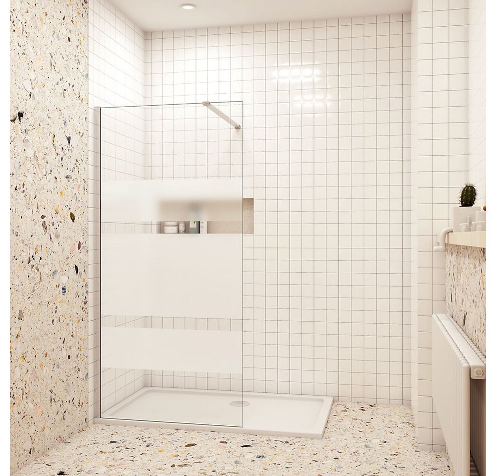duschspa Duschwand Walk in Dusche 190cm ESG Glaswand mit Milchstreifen Trennwand, Einscheibensicherheitsglas, Sicherheitsglas, (Set), Glas, Nano Glas von duschspa