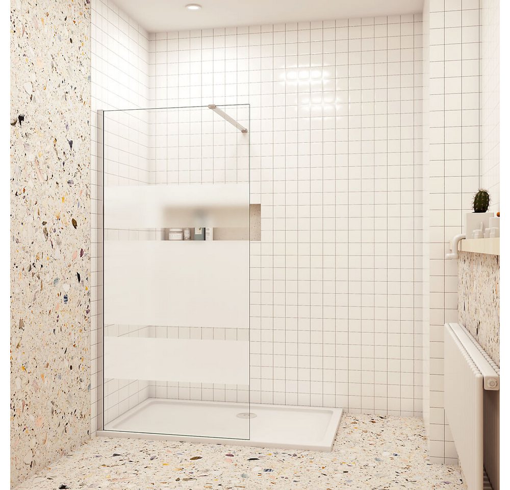 duschspa Duschwand Walk in Dusche 190cm ESG Glaswand mit Milchstreifen Trennwand, Einscheibensicherheitsglas, Sicherheitsglas, (Set), Nano Glas von duschspa
