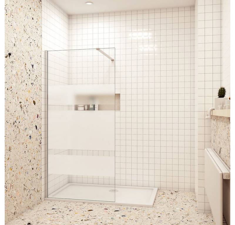 duschspa Duschwand Walk in Dusche 190cm ESG Glaswand mit Milchstreifen Trennwand, Einscheibensicherheitsglas, Sicherheitsglas, (Set), Nano Glas von duschspa