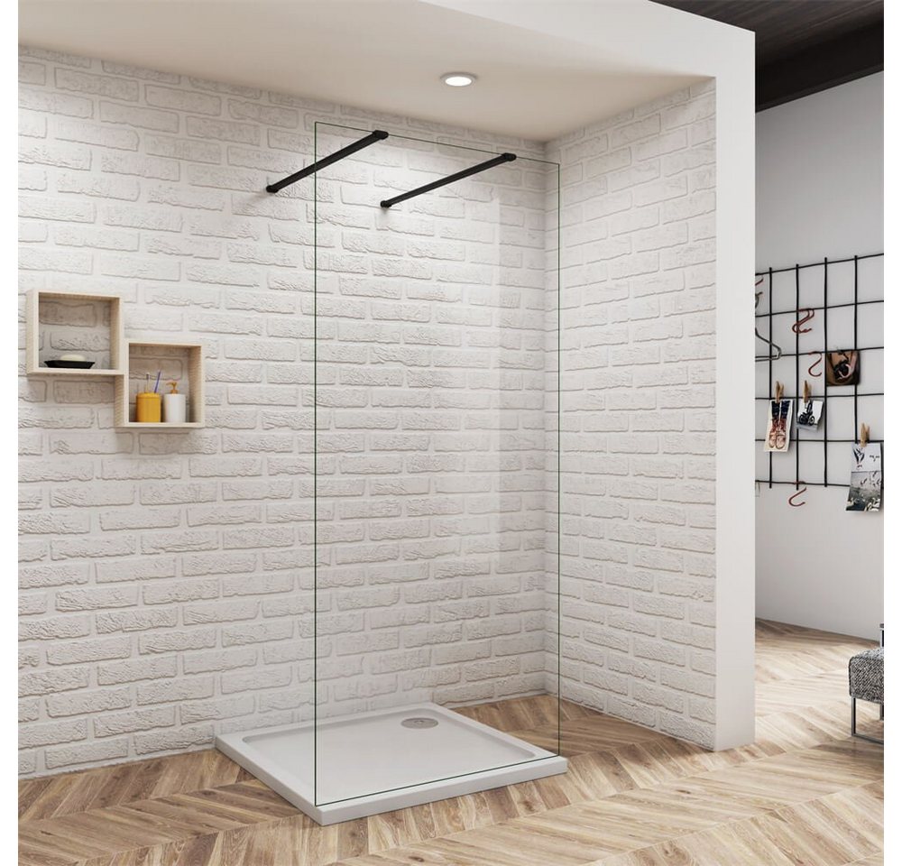 duschspa Duschwand Walk in Dusche Duschtrennwand 200cm ESG Glaswand mit 140cm Stangen, Einscheibensicherheitsglas, Sicherheitsglas, (Set), Nano Glas von duschspa