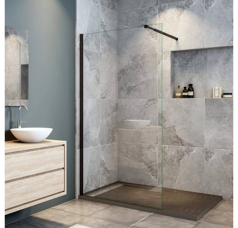 duschspa Duschwand Walk in Dusche Duschwand Duschtrennwand Glaswand 8mm Nano Glas 200cm, Einscheibensicherheitsglas, Sicherheitsglas, (Set), Nano Glas von duschspa