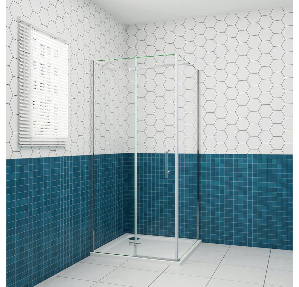 duschspa Eckdusche 185cm 6mm Duchkabine Schniertür Duschtür Falttür Eckeinstieg, BxT: 80x90 cm, Einscheibensicherheisglas, Set, ebenerdiger Einbau möglich von duschspa