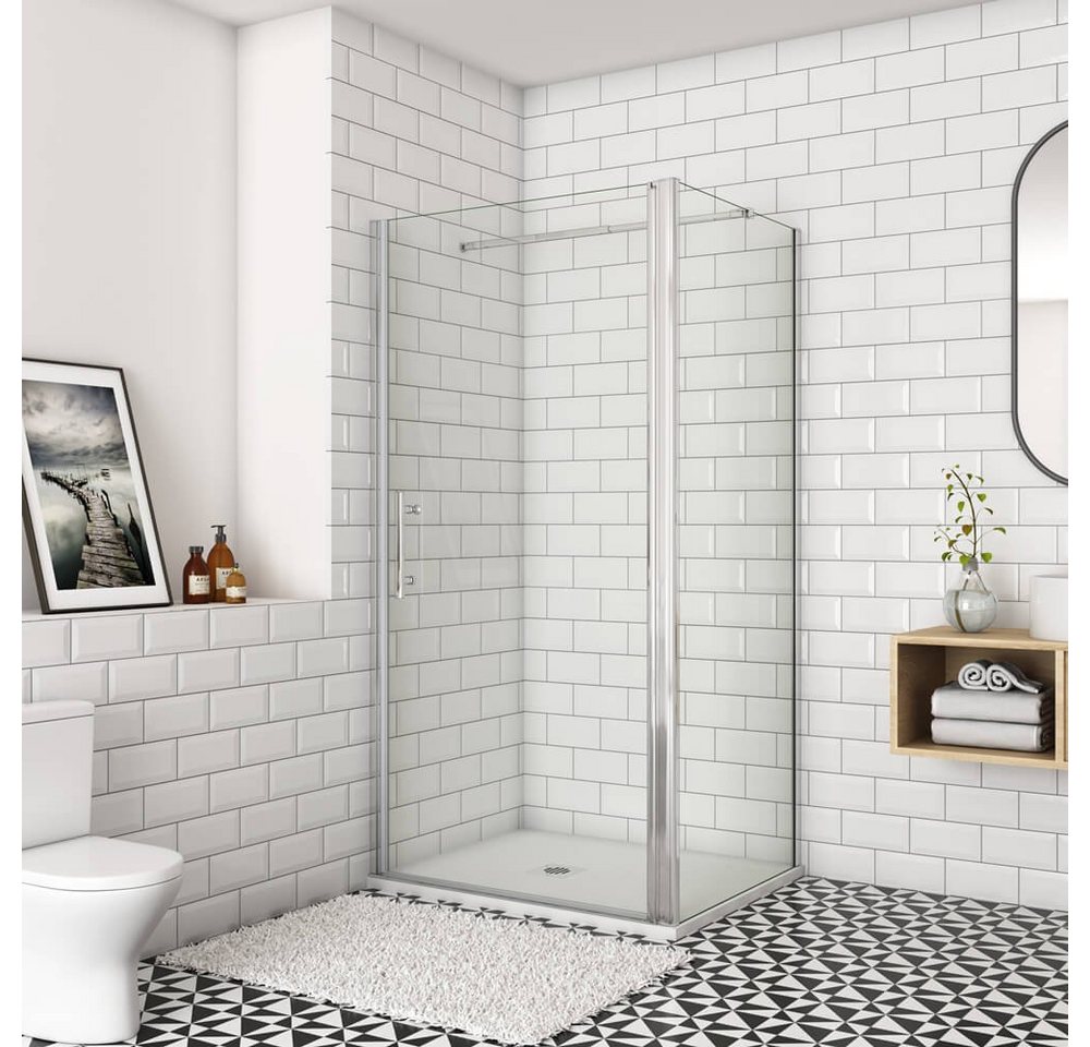 duschspa Eckdusche 185cm ESG Eckeinstieg Duschkabine Pendeltür Drehtür + Seitenwand, BxT: 70x70 cm, Einscheibensicherheitsglas, Sicherheitsglas, Set, ebenerdiger Einbau möglich von duschspa