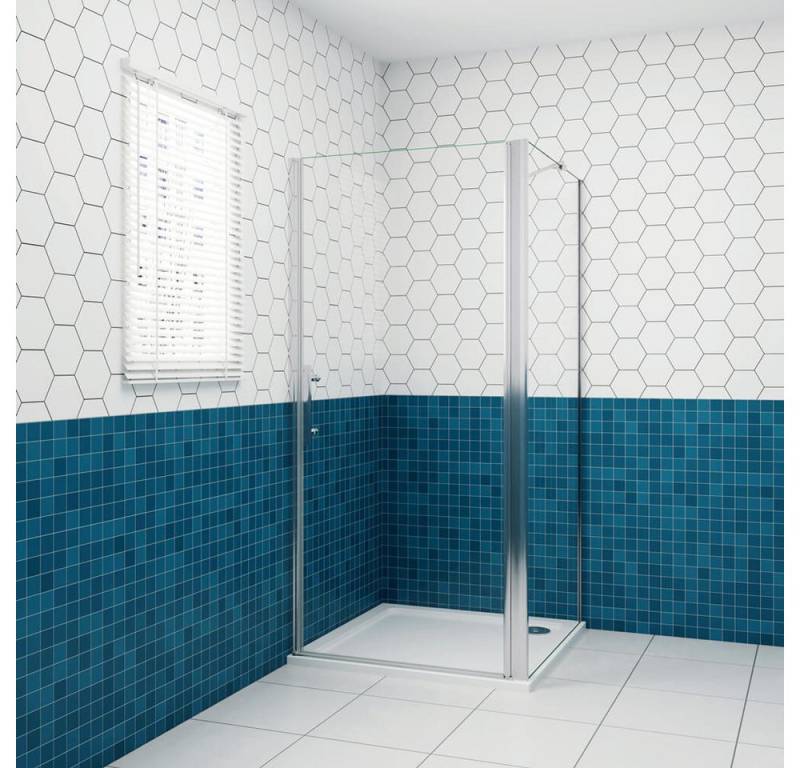 duschspa Eckdusche 185cm ESG Nano Glastür Eckeinstieg Duschkabine Drehtür + Seitenwand, BxT: 70x70 cm, Einscheibensicherheitsglas, Sicherheitsglas, Set, ebenerdiger Einbau möglich von duschspa