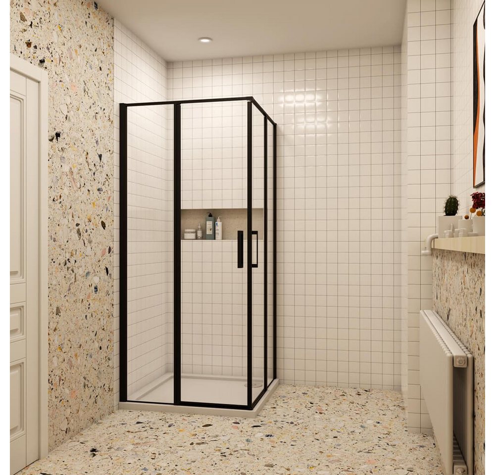 duschspa Eckdusche Eckeinstieg Duschkabine ESG Duschtür Drehtür mit Duchwanne Duschtasse, BxT: 80x80 cm, Einscheibensicherheitsglas, Sicherheitsglas, Set, mit Duschwanne von duschspa