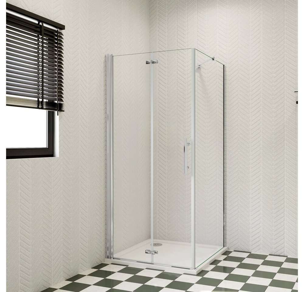 duschspa Eckdusche Eckeinstieg Duschkabine Falttür + Seitenwand Scharniertür Duschtür, BxT: 80x70 cm, Einscheibensicherheitsglas, Sicherheitsglas, Set, ebenerdiger Einbau möglich von duschspa