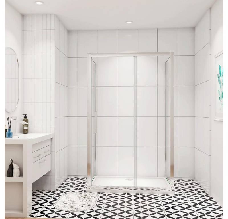 duschspa Komplettdusche 190cm 8mm U-Duschkabine Schiebetür mit 2* Seitenwand Duschtür Dusche, BxT: 100x80 cm, Einscheibensicherheitsglas, Siecherheitsglas, Set, ebenerdiger Einbau möglich von duschspa