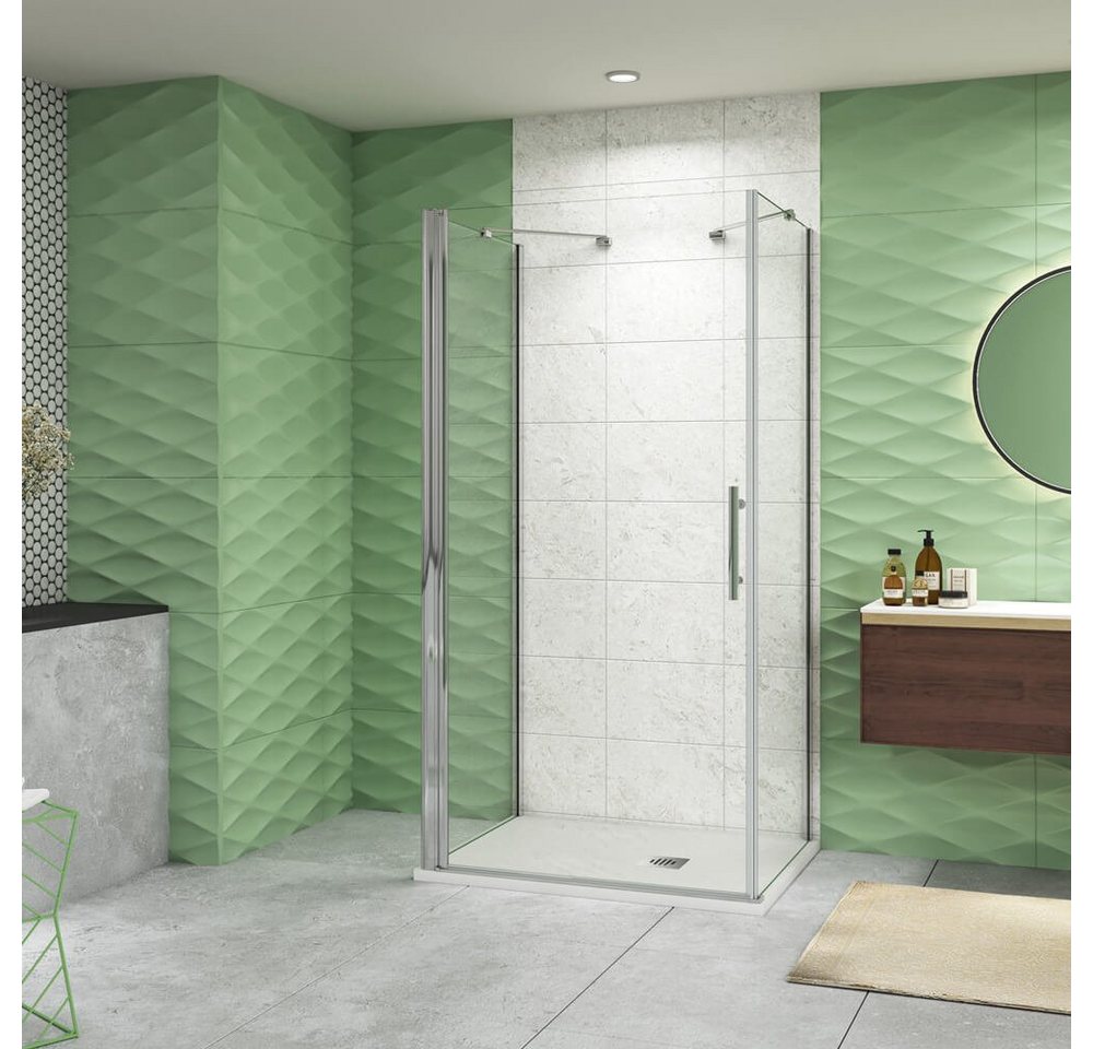 duschspa Komplettdusche U-Duschkabine Schwingtür Drehtür Pendeltür Duschtür Glastür, BxT: 70x80 cm, Einscheibensicherheitsglas, Sicherheitsglas, Set, ebenerdiger Einbau möglich von duschspa