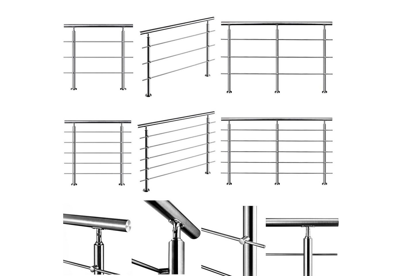 duschspa Treppengeländer Edelstahl Geländer Treppengeländer 80-200cm Außen&Innentreppe Handlauf, 80 cm Länge, 106 cm Höhe, mit 3 Pfosten duschspa Treppengeländer Edelstahl Geländer Treppengeländer 80-200cm Außen&Innentreppe Handlauf, 80 cm Länge, 106 cm Höhe, mit 3 Pfosten von duschspa