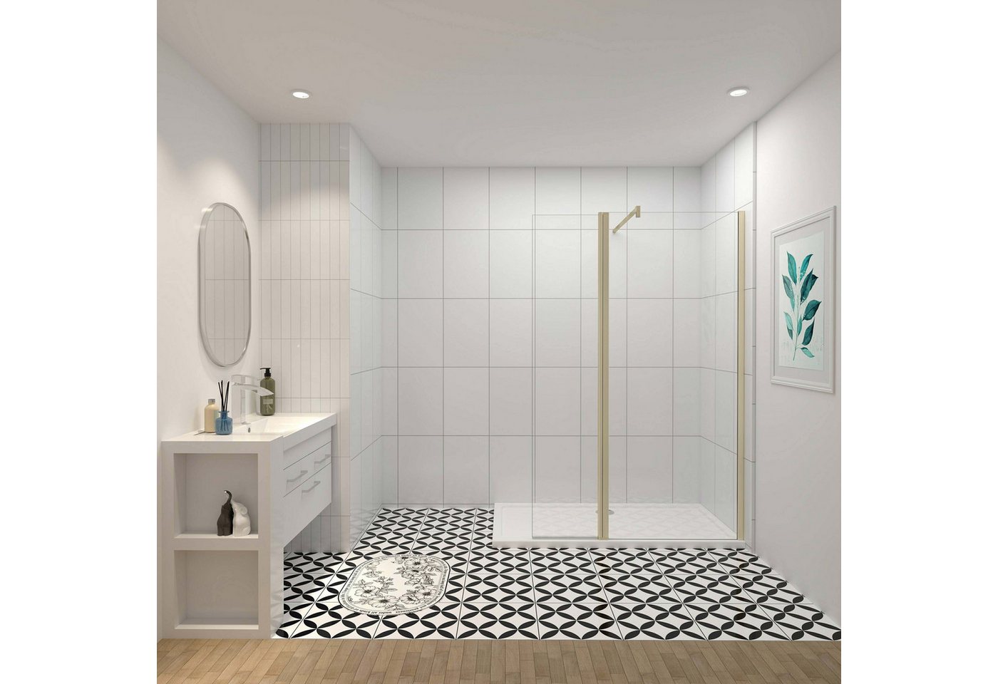 duschspa Walk-in-Dusche Trennwand 8mm Nano Glas Duschwand mit Flipper-Panel Duschabtrennung, Einscheibensicherheitsglas, (Set), 8mm Nano Einscheibensicherheitsglas von duschspa