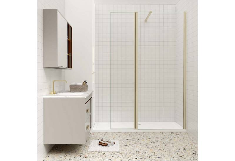 duschspa Walk-in-Dusche Trennwand Flipper-Panel 8mm Nano Glas Duschwand Stabilisierungsstange, Einscheibensicherheitsglas, (Set), 8mm Nano Einscheibensicherheitsglas von duschspa