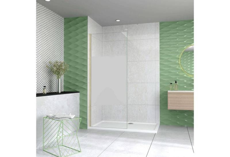 duschspa Walk-in-Dusche Duschabtrennung 8mm Nano ESG mit Milchstreifen Duschwand Glaswand, (Set), 8mm Nano zentrales Milchglas von duschspa