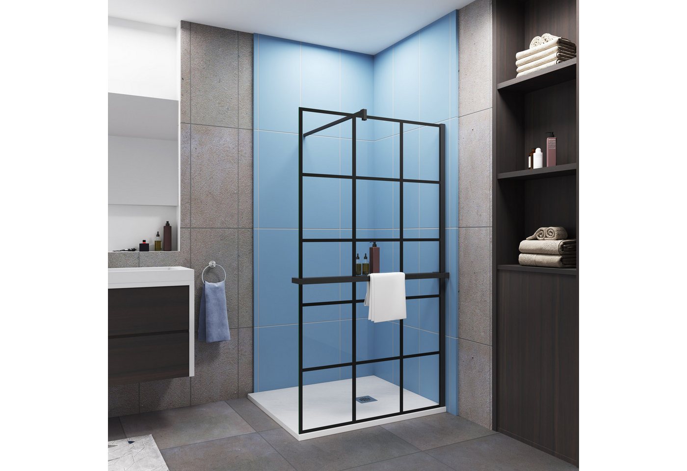 duschspa Walk-in-Dusche Walk in Dusche 8mm Nano Glas Dsuchwand Siebdruck Lagerregal, Einscheibensicherheitsglas, (Set), 8mm Nano ESG, Höhe 200cm von duschspa