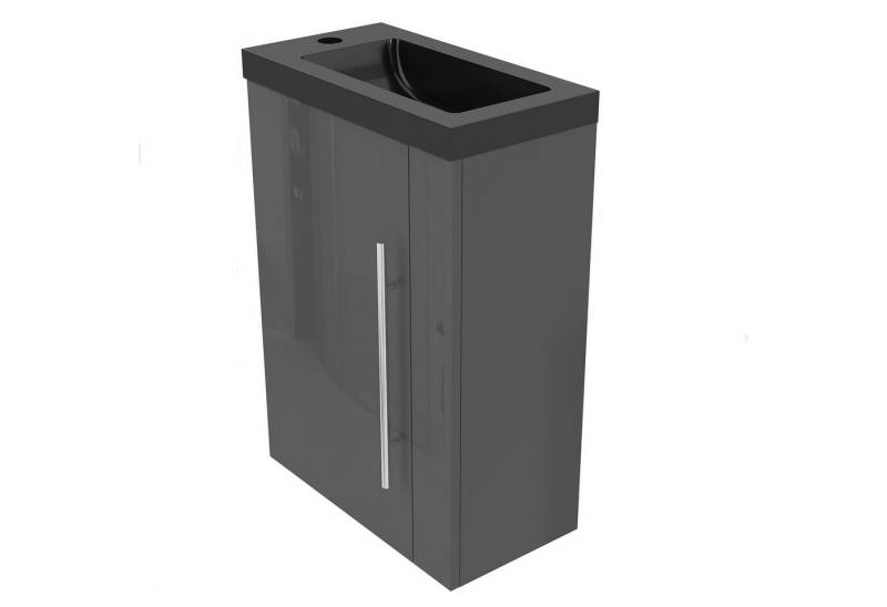 duschspa Waschtisch 45 cm Breite Waschbecken mit Unterschrank Gäste WC, Schwarz Becken von duschspa