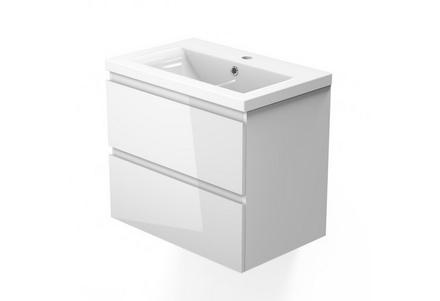 duschspa Waschtisch Badmöbel Set 50/60 cm Hochglanz Weiß, Hängeschrank von duschspa