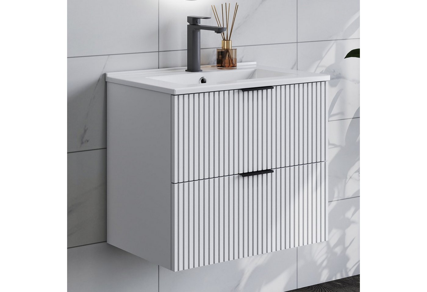 duschspa Waschtisch Waschbecken mit Unterschrank Badmöbel Set Hängeschrank, mit Griffe, 60/80/100cm duschspa Waschtisch Waschbecken mit Unterschrank Badmöbel Set Hängeschrank, mit Griffe, 60/80/100cm von duschspa