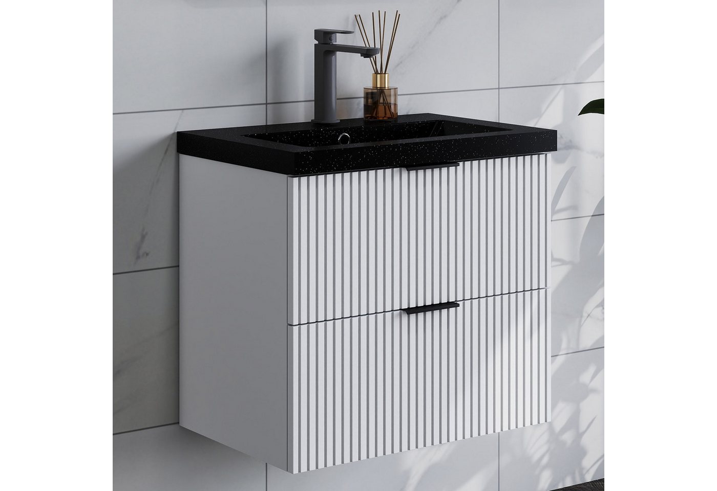 duschspa Waschtisch Waschbecken mit Unterschrank Badmöbel Set Hängeschrank, mit Griffe, 60/80/100cm duschspa Waschtisch Waschbecken mit Unterschrank Badmöbel Set Hängeschrank, mit Griffe, 60/80/100cm von duschspa