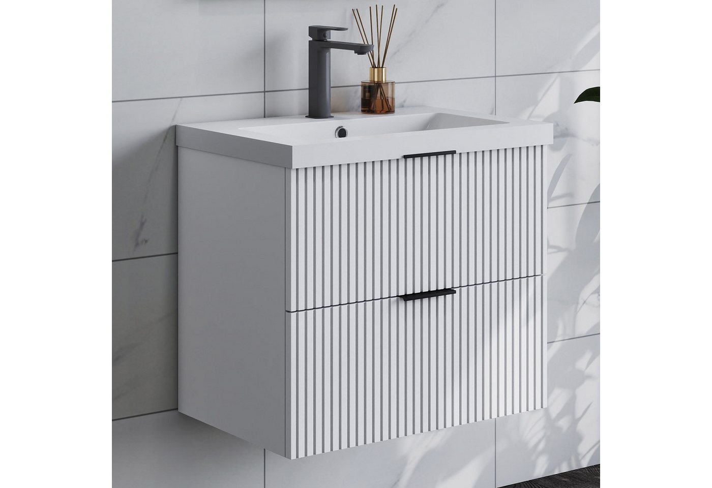 duschspa Waschtisch Waschbecken mit Unterschrank Badmöbel Set Hängeschrank, mit Griffe, 60/80/100cm duschspa Waschtisch Waschbecken mit Unterschrank Badmöbel Set Hängeschrank, mit Griffe, 60/80/100cm von duschspa