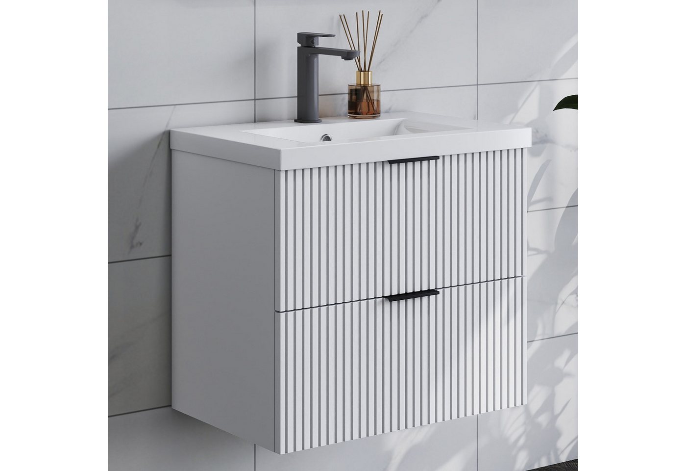 duschspa Waschtisch Waschbecken mit Unterschrank Badmöbel Set Hängeschrank, mit Griffe, 60/80/100cm duschspa Waschtisch Waschbecken mit Unterschrank Badmöbel Set Hängeschrank, mit Griffe, 60/80/100cm von duschspa