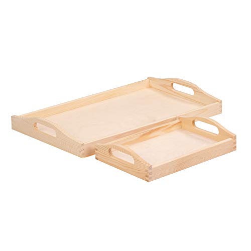 2 Set Holztablett, Dekotablett, Serviertablett, Küchentablett: 1 STK. - 30 x 20 x 6,3 cm, 1 STK. - 50 x 30 x 6,3 cm, von duston
