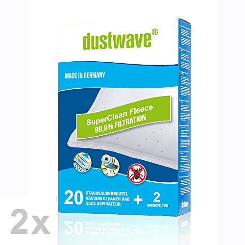 40 dustwave® Staubsaugerbeutel für Durabase Picco, Elenberg VC 2015, elta VC 0021, FAR Cyrius SC 3201 H, KHG BS 1400 MT, ok. OVC 200, Privileg 816.160 von dustwave