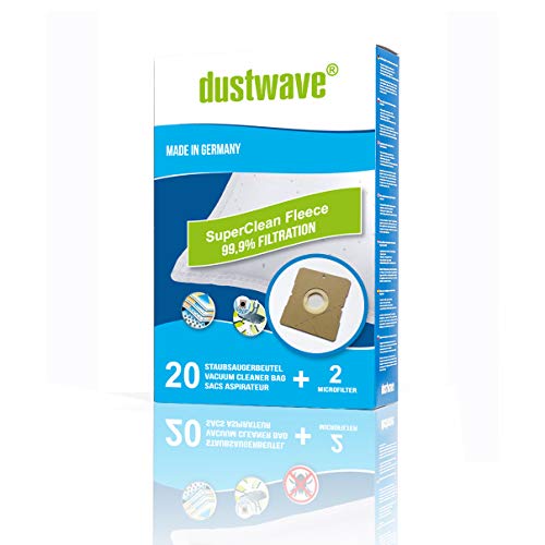 Megapack - 20 Staubfilterbeutel | Filtertüten passend für Princess - EcoQuiet 335010 Staubsauger - dustwave® Markenstaubbeutel/Made in Germany + inkl. Microfilter von dustwave