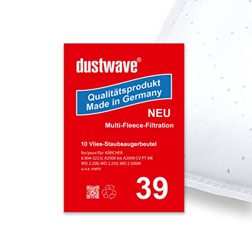 Megapack - 20 Staubsaugerbeutel passend für Kärcher WD 2.200 Staubsauger - dustwave® Markenstaubbeutel - Made in Germany von dustwave