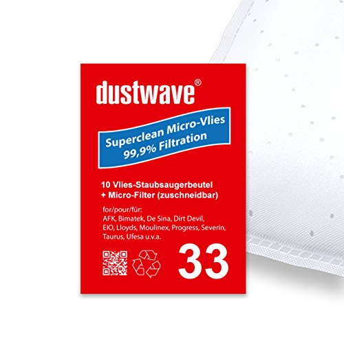 Sparpack - 10 Staubsaugerbeutel passend für First Line - BVC 236 Staubsauger - dustwave® Markenstaubbeutel/Made in Germany + inkl. Micro-Filter von dustwave