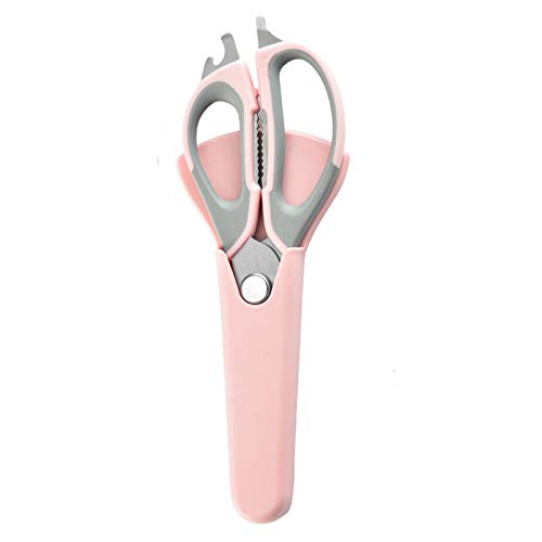 Multifunktionale Küchenschere, Feine Edelstahlschere Scharfe Geflügelschere Haushaltsschere Mehrzweckschere für Fleisch, Walnuß, Fisch, Papier, Flaschenöffner (Rosa) von dutis