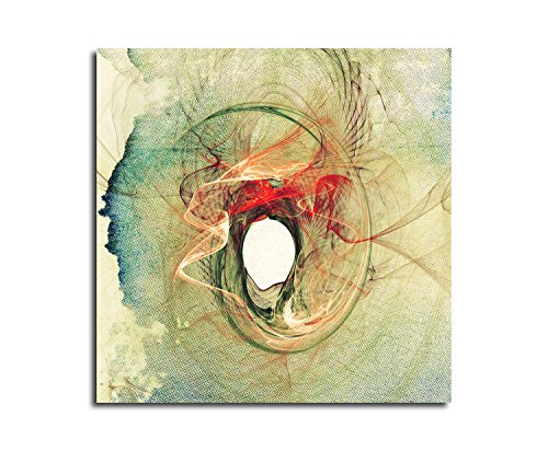 Paul Sinus Art Der Irrgang - Abstrakt367_60x60cm Bild auf Leinwand grün beige rot Abstraktes Motiv quadratisches Format Kunstdruck auf Keilrahmen von dutis