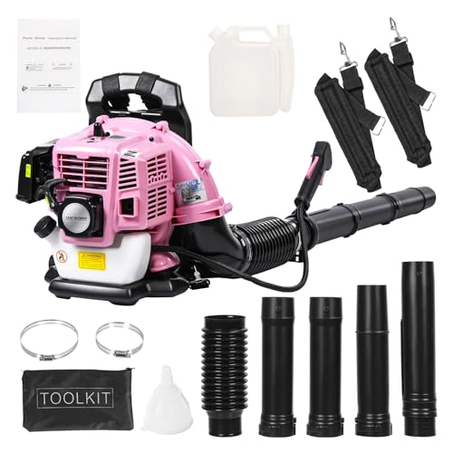 dutwirtz 52CC Laubbläser 2-Takt Rucksack Gas Laubbläser bis zu 550 CFM Leistungsstarke Reinigung für Rasenpflege Hof Greden Staub Schmutz Rosa von dutwirtz
