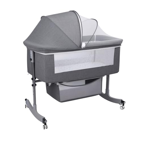 dutwirtz Baby Nachttisch Krippe 3-in-1 Baby Stubenwagen Wiege Höhenverstellbar mit Moskitonetz und Rädern Tragbares Schaukelbett dutwirtz Baby Nachttisch Krippe 3-in-1 Baby Stubenwagen Wiege Höhenverstellbar mit Moskitonetz und Rädern Tragbares Schaukelbett von dutwirtz