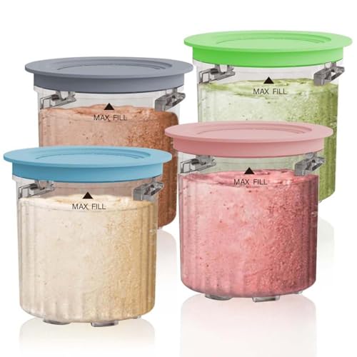 dutwirtz Eisbecher mit farbkodiertem Deckel, auslaufsichere Behälter für Ninja Creami Breeze NC100 NC200, wiederverwendbar, für Frozen Joghurt, Gelato, Sorbet-Sets, 4 Stück dutwirtz Eisbecher mit farbkodiertem Deckel, auslaufsichere Behälter für Ninja Creami Breeze NC100 NC200, wiederverwendbar, für Frozen Joghurt, Gelato, Sorbet-Sets, 4 Stück von dutwirtz