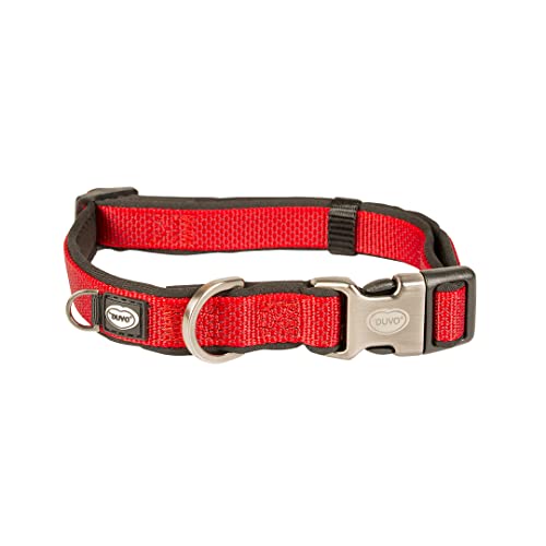 duvoplus, Ga me Explor North, bequemes und zeitgenössisches Hundehalsband, Größe 30-45 cm/15 mm, Rot, ideal für Spaziergänge und abenteuerliche Expeditionen von Duvoplus