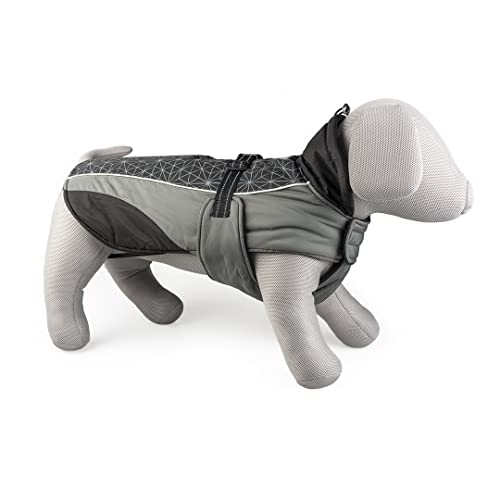 duvoplus, Hundejacke Hi Vis Casual M – 50 cm schwarz/grau, 100% Polyester, vollständig gepolstert, außen wasserdicht, reflektierende Streifen auf der Rückseite, Klettverschluss, Verschluss von Duvoplus