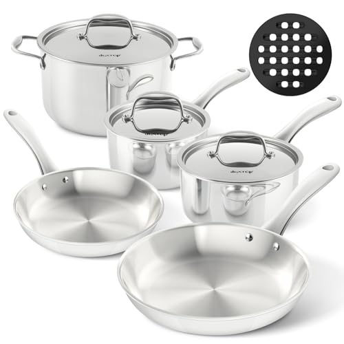 Duxtop Kochgeschirr-Set, dreilagig, Edelstahl, Induktion, 9-teiliges Set von duxtop