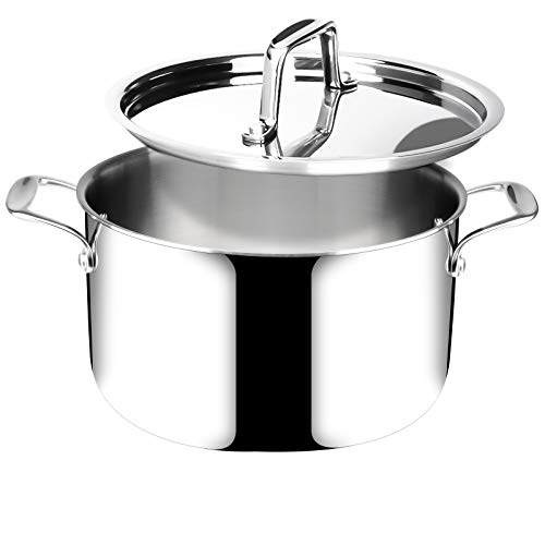 Duxtop Kochtopf 24cm, Metalldeckel, Bratentopf 6,1l, Edelstahl, Topf Induktion, Unbeschichtet, Backofengeeignet, Spülmaschinengeeignet von duxtop