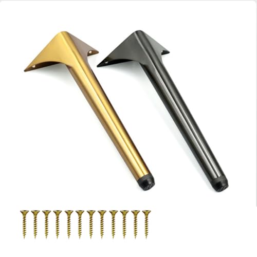 4 Stück Tischbeine aus Metall, Möbelfüße aus schwarzem Stahl, mit rutschfester, leiser Basis und Schrauben(Gold,15 cm/5.9in) von dvegGEE