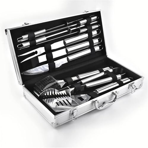 Geschenke for Männer, 10-teiliges Grillzubehör-Set aus Edelstahl mit Koffer for Kochen im Freien und Camping Geschenke for Männer, 10-teiliges Grillzubehör-Set aus Edelstahl mit Koffer for Kochen im Freien und Camping von dvegGEE