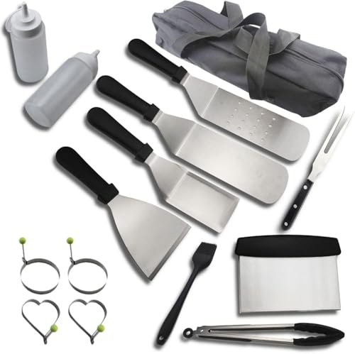 Geschenke for Männer, 15-teiliges BBQ-Grillzubehör-Werkzeugset, Bratpfannenwerkzeuge, Spatel-Set, ideal for den Außenbereich von dvegGEE